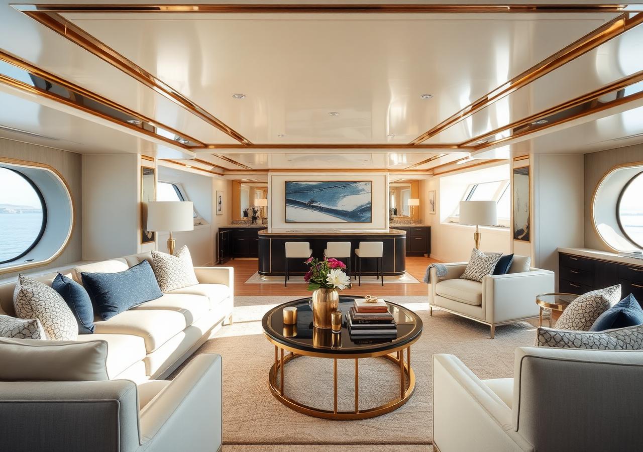 Refined motor yacht interior